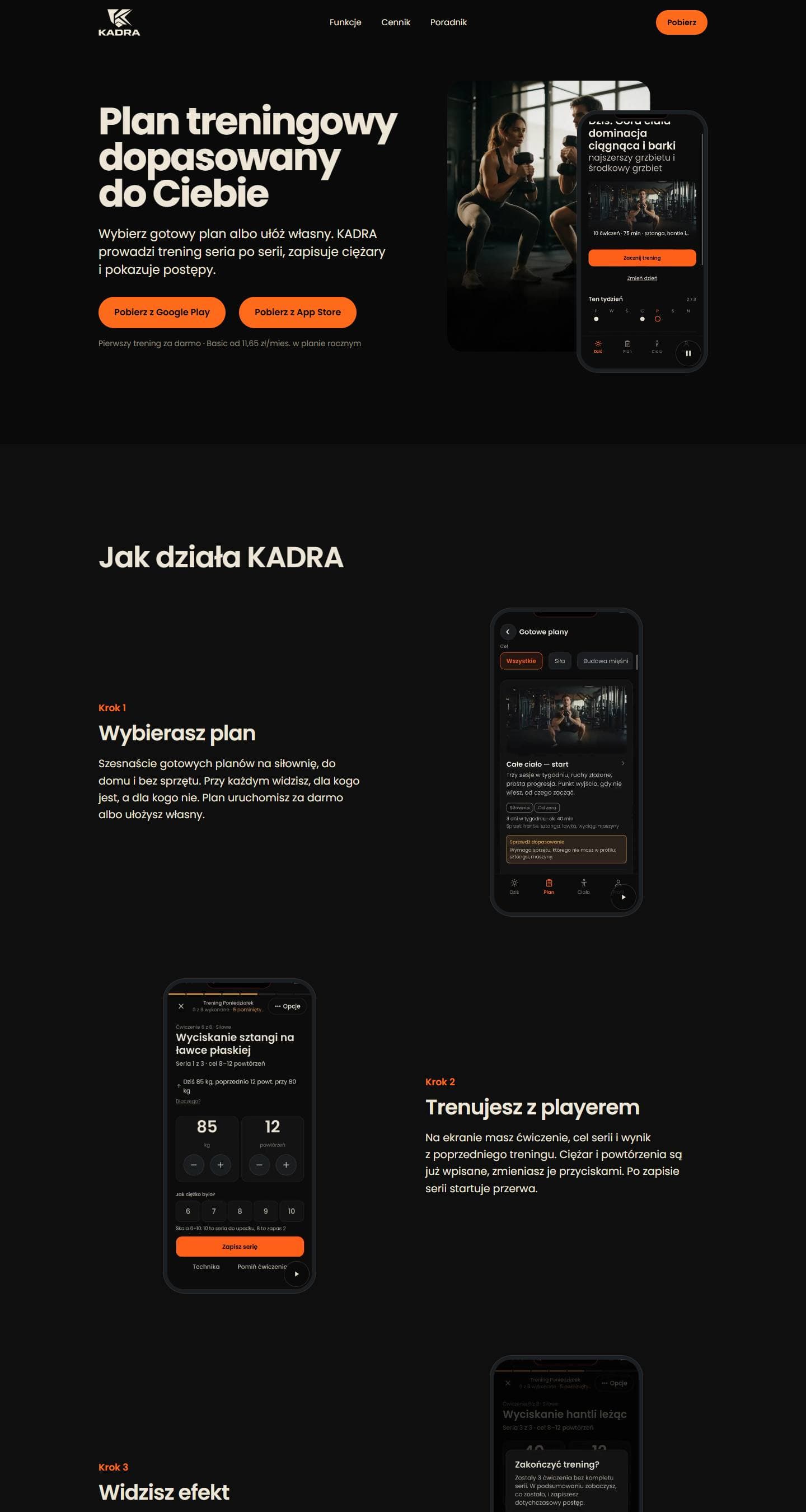 KADRA na ekranie komputera