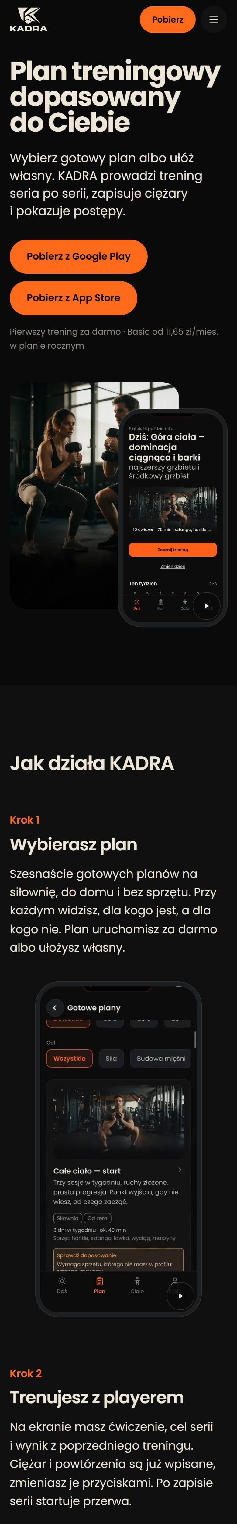 KADRA na ekranie telefonu